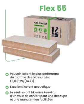 ISONAT FLEX 55 + en 40mm fibre de bois semi-rigide